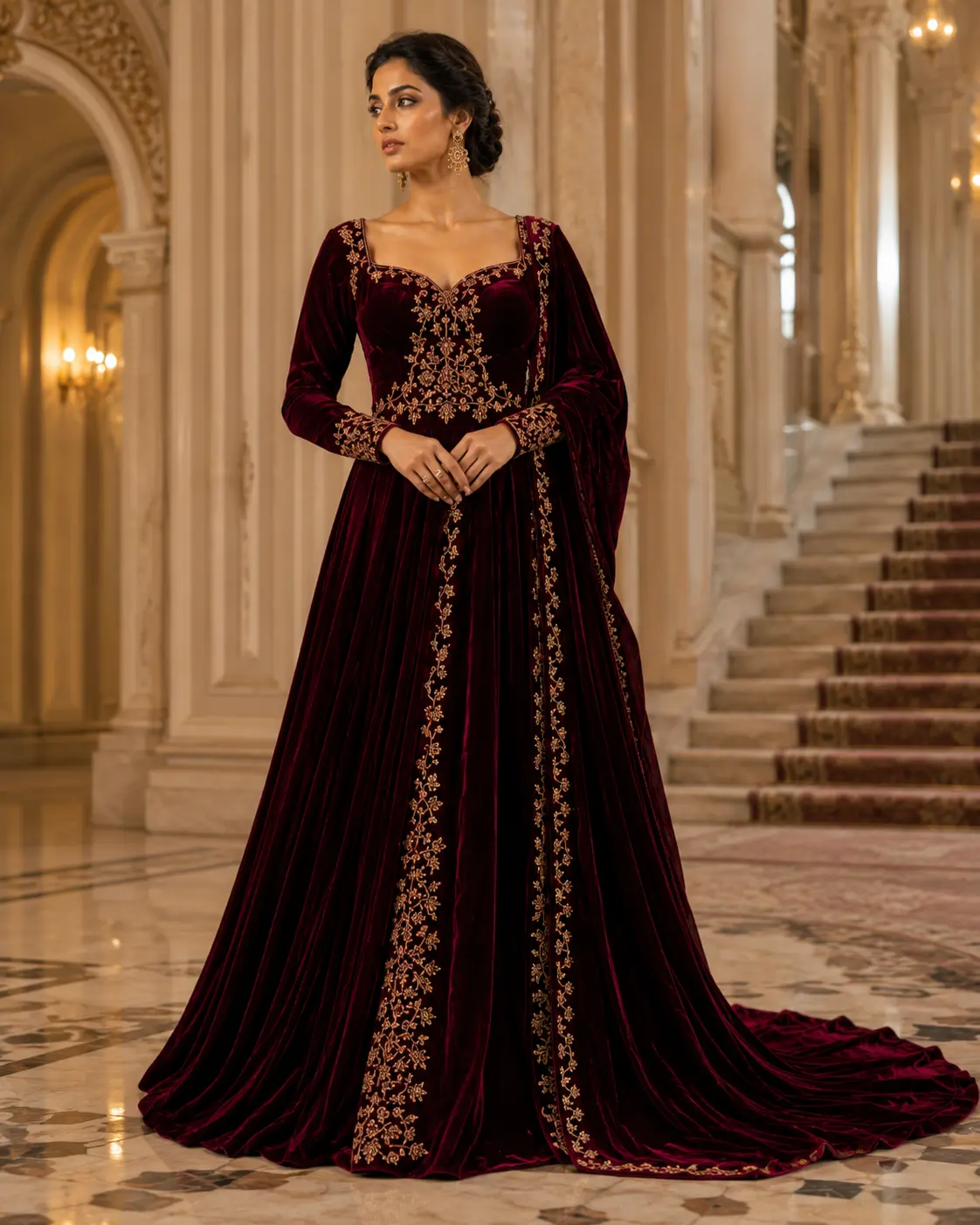 Preview of Velvet Regal Gown fabric and drape
